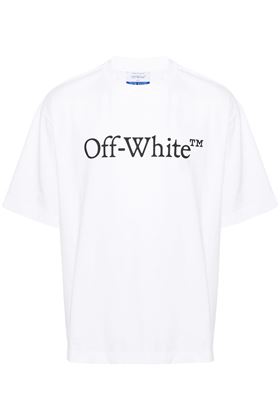 white/black cotton jersey texture logo print OFF WHITE | OMAA120C99JER0080110